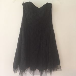Strapless Black Vintage Looking Dress with Frill